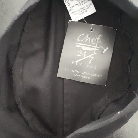 Hat - Chef Hat for Cook NWT Black (discoloration from sun & camera) - Picture 1 of 3